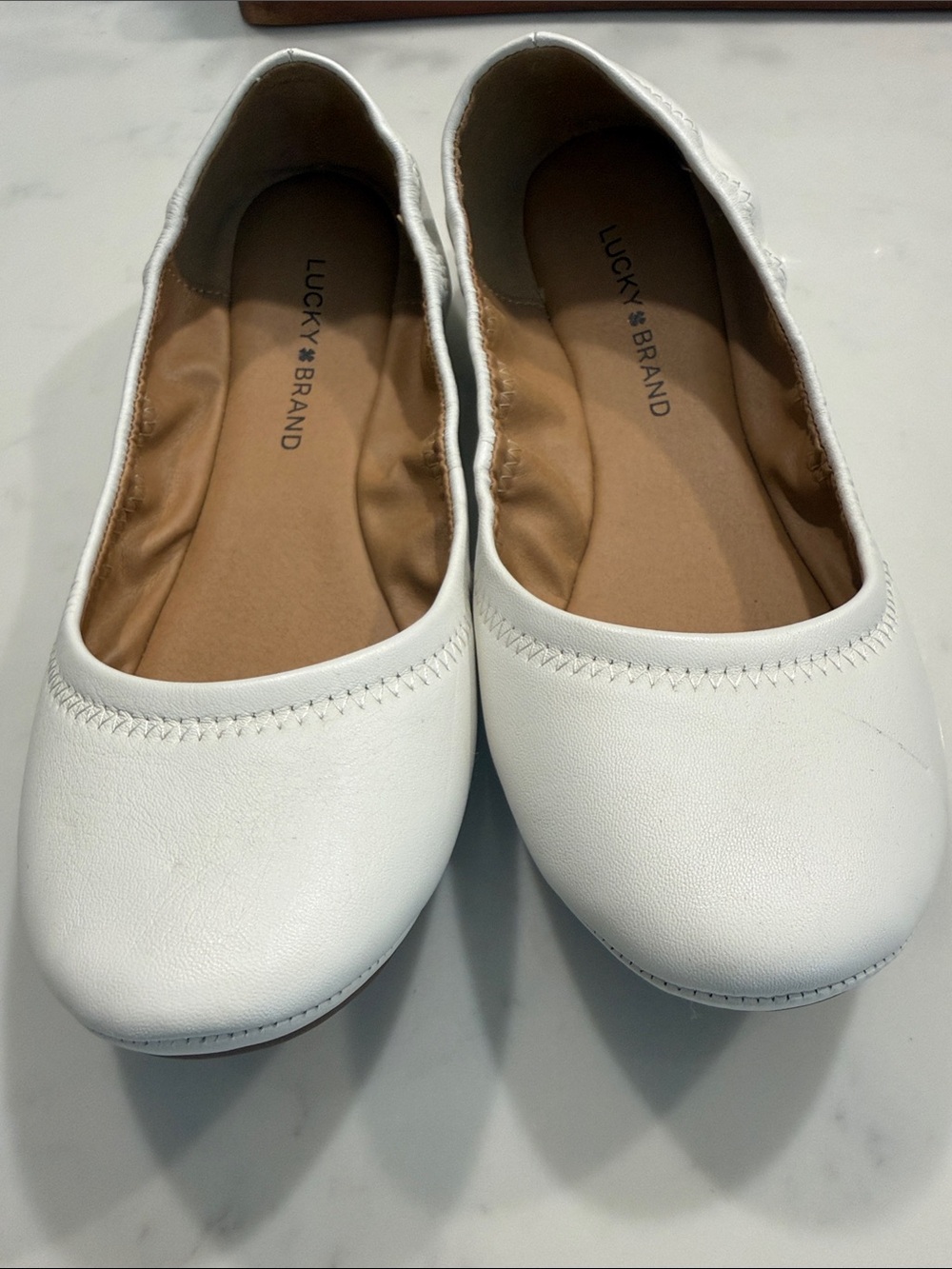 Lucky Brand White Leather Ballet Flats